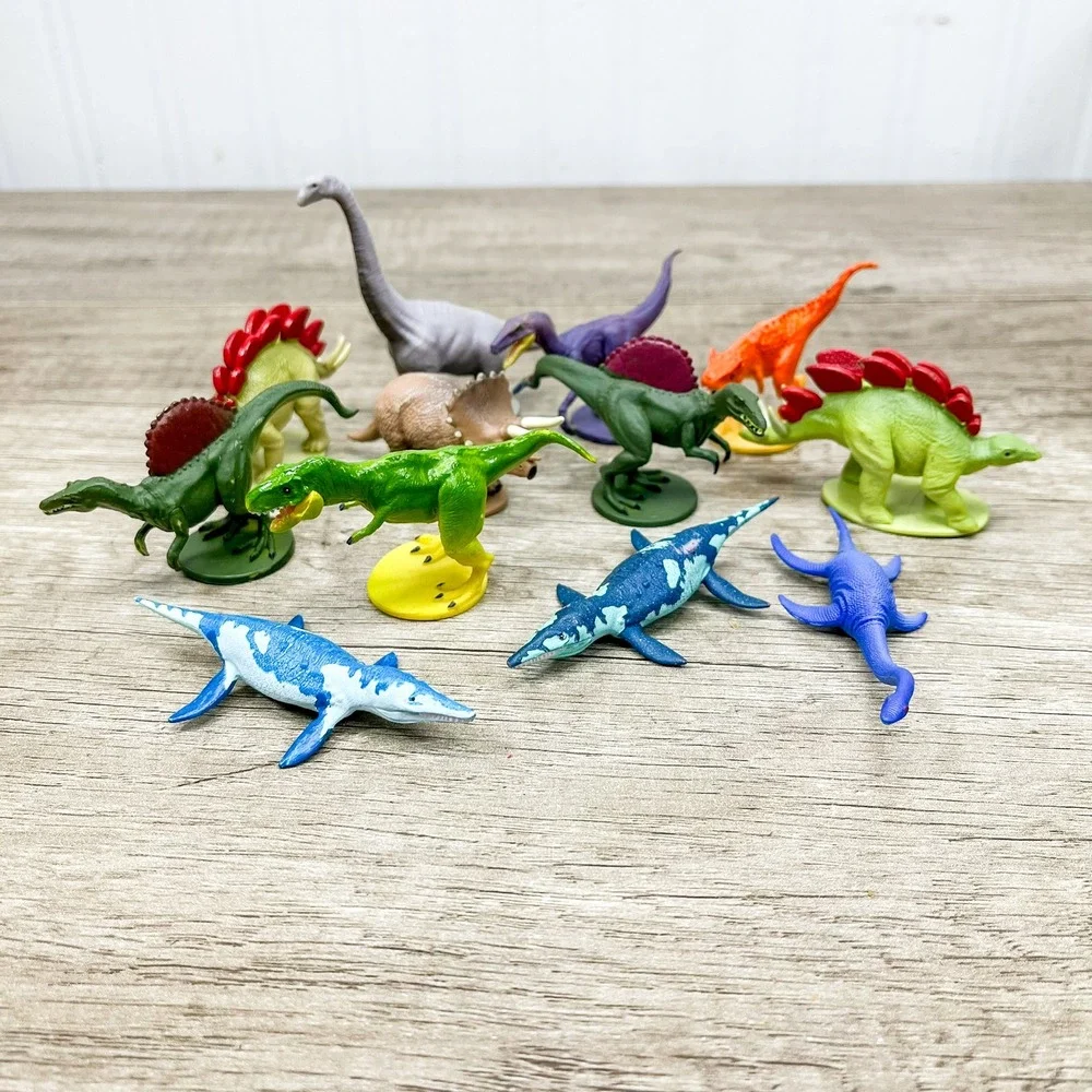 Phidal Dinosaur Figurine Lot of 12 T-Rex Stegosaurus Brachiosaurus Toy Figures